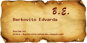 Berkovits Edvarda névjegykártya